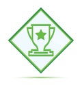 Trophy icon modern abstract green diamond button Royalty Free Stock Photo