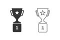 Trophy Line Icon Set in trendy flat style isolated on grey background.