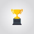 Trophy logo icon vector illustration. Golden winner cup symbol