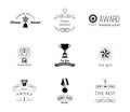 Trophy medals, cups and winning ribbon success icons. Rewards set. Vector illustration. Royalty Free Stock Photo