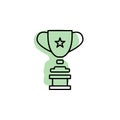Trophy outline with color shadow vector icon in education set