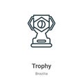 Trophy outline vector icon. Thin line black trophy icon, flat vector simple element illustration from editable brazilia concept