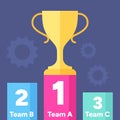 Trophy with Podium Ranking flat vector infographic Royalty Free Stock Photo