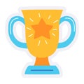 Trophy reward cup award medal honour winner winning achieve single isolated icon with sticker outline cut style