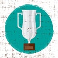 Trophy. Silver flat vector icon with star and grunge screen texture