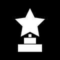 Trophy star winner award it is white icon .