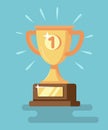 Trophy vector icon with number one.