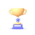 Trophy whit Star 3D Vector illustration on white background. Vector 3d illustration Royalty Free Stock Photo