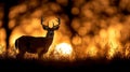 Trophy White-tailed Buck Deer Silhouette: Capture the Essence of Midwest Whitetail Hunting Royalty Free Stock Photo