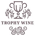Trophy wine label. Beverage production line logo