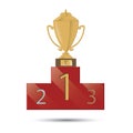 trophy on the winner podium. Vector illustration decorative design Royalty Free Stock Photo