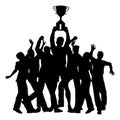 Trophy winners celebrate silhouette Royalty Free Stock Photo