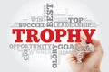 Trophy word cloud collage with marker, business concept background Royalty Free Stock Photo