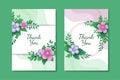 Lovely Thank you card design with green botanical floral elements