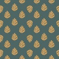 Tropic abstract seamless pattern with botanic beige monstera ornament. Pale navy blue background