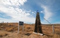 Tropic of Cancer tribute sign made out of empty wine bottles on roadside at Todos Santos Baja California Mexico Royalty Free Stock Photo