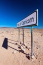 Tropic of Capricorn marking sign as it passes through Namibia desert