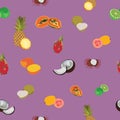 Tropic exotic fruits purple seamless pattern
