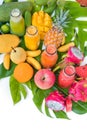 Tropic flat lay top view tropical colorful fruits Royalty Free Stock Photo