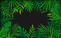 Tropic foliage trendy banner card dark flat style