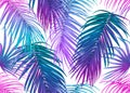 Tropic leaves seamless pattern in neon colors