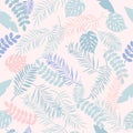 Tropic seamless pattern with color leaves