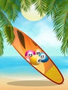 Tropica beach with bingo surfboard