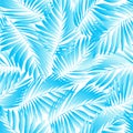 Tropical aqua leaves in a seamless pattern