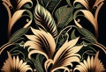 Tropical art nouveu, art deco leaf print design. Generative ai