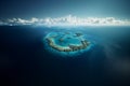 Tropical atoll island in ocean