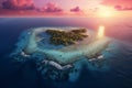 Tropical atoll island in ocean