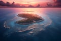 Tropical atoll island in ocean