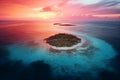 Tropical atoll island in ocean