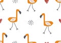 Tropical baby seamless pattern with flamingo