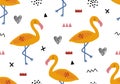 Tropical baby seamless pattern with flamingo