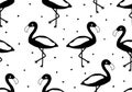 Tropical baby seamless pattern with flamingo