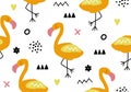Tropical baby seamless pattern with flamingo