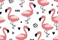 Tropical baby seamless pattern with flamingo