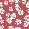 Tropical background with hibiscus flowers. Seamless hawaiian pattern. Exotic vector illustration Royalty Free Stock Photo