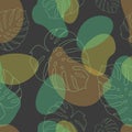 Tropical background with jungle plants. exotic pattern with palm leaves. Monstera leaf in a seamless pattern Royalty Free Stock Photo