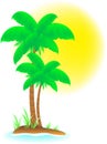 Tropical background with palm, beach and sun