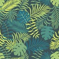 Tropical background with palm leaves. Seamless floral pattern. S