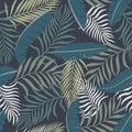 Tropical background with palm leaves. Seamless floral pattern. S