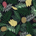 Tropical background with palm leaves. Seamless floral pattern. Summer vector illustration. Flat jungle print Royalty Free Stock Photo