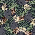 Tropical background with palm leaves. Seamless floral pattern. Summer vector illustration. Royalty Free Stock Photo