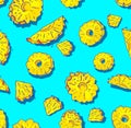Tropical background with pineapple slices pattern.