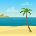 Tropical background with sea, ocean, palm and sand.