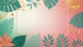 Tropical leafy background with pink gradient Royalty Free Stock Photo