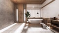 The Tropical bathroom japanese style .3D rendering Royalty Free Stock Photo