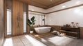 The Tropical bathroom japanese style .3D rendering Royalty Free Stock Photo